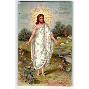 Easter Postcard 1900's Jesus Christ Lord Religious Embossed Greetings Antique